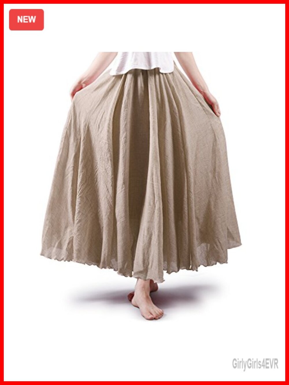 Boho Cotton Maxi Skirt Flowy A Line Long Double Layer Beach Cover Up